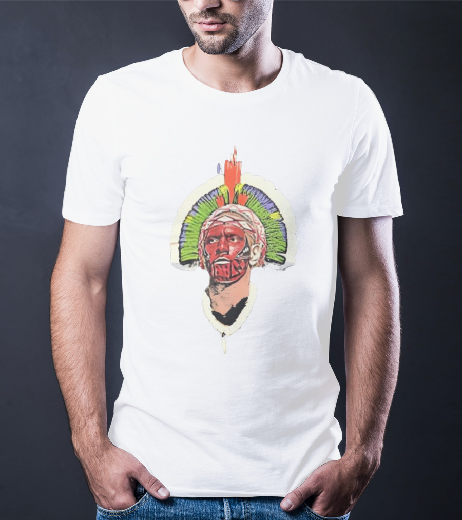 Quality Big Face Poatan Indigenous Headdress War Paint T-Shirt