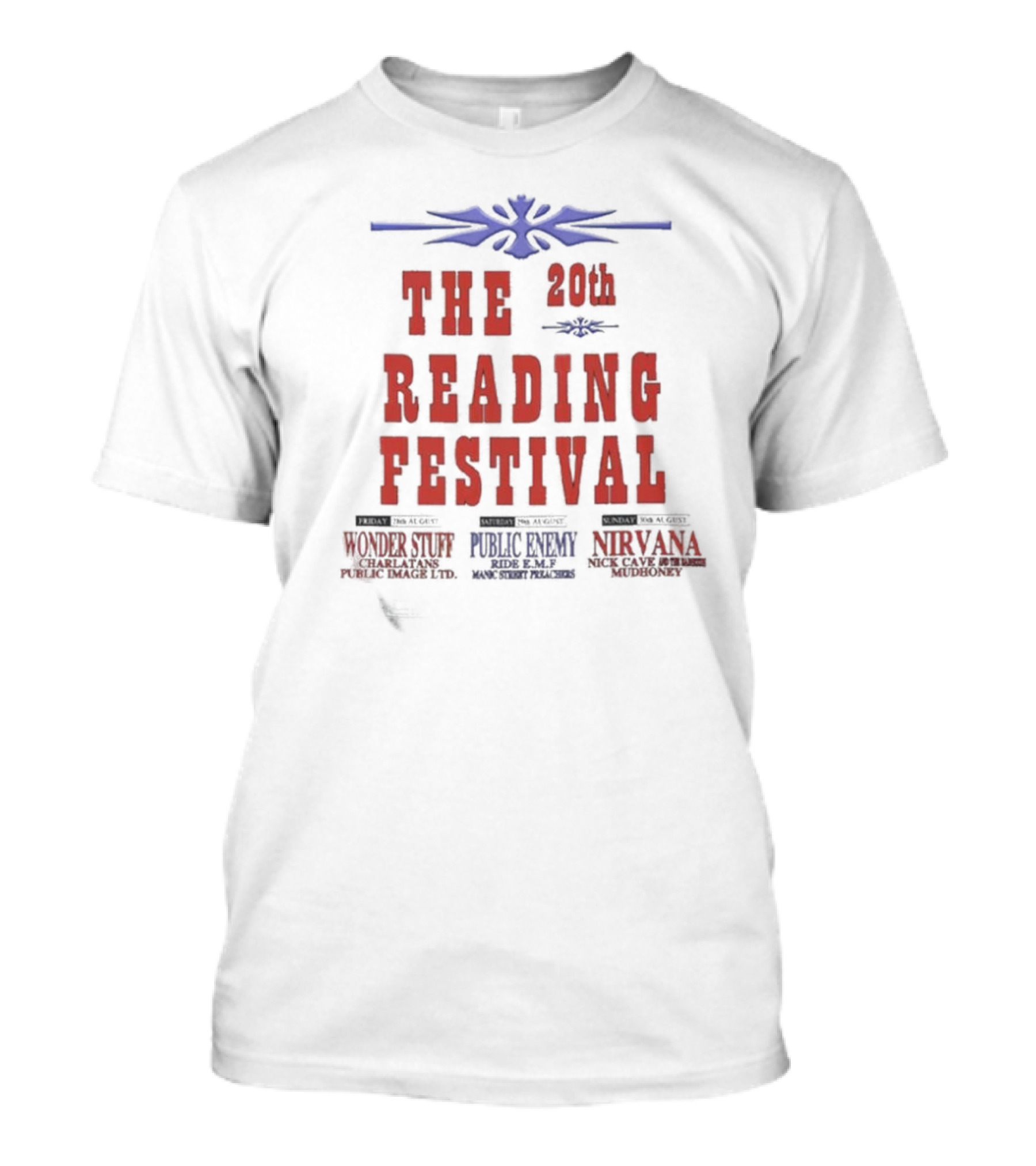 20th The Reading Festival 1992 Nirvana Public Enemy Wonder Stuff T-Shirt