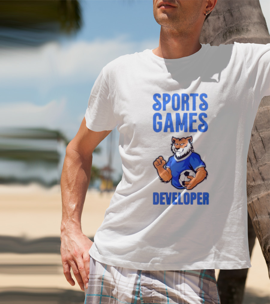Sports Games Developer Tiger Holding Soccer Ball T-Shirt