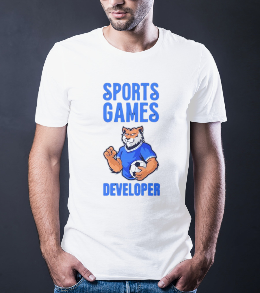 Sports Games Developer Tiger Holding Soccer Ball T-Shirt