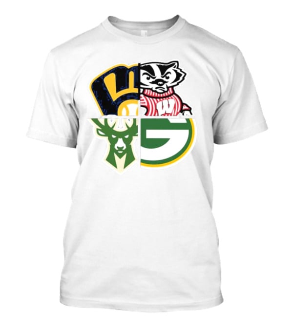 Milwaukee Brewers Packers Badgers Bucks Wisconsin Sports Quad T-Shirt