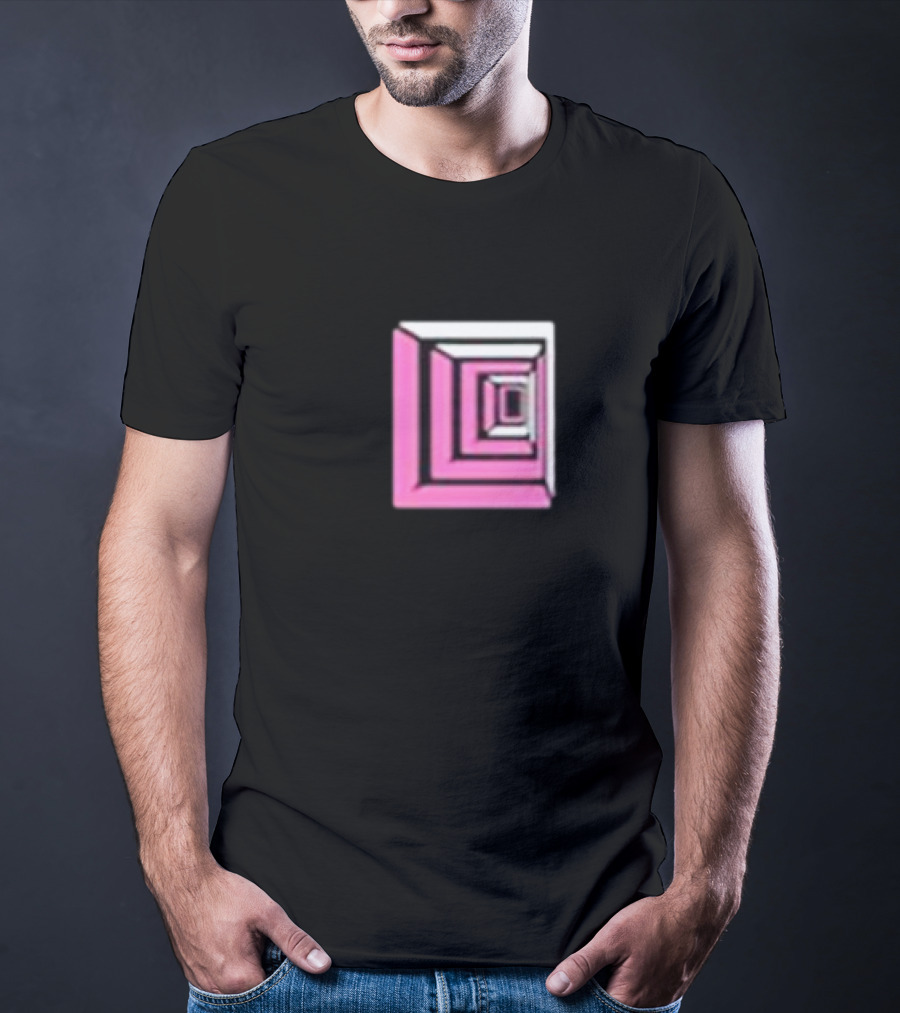 Shoplucid Pink Geometric Square Optical Illusion T-Shirt