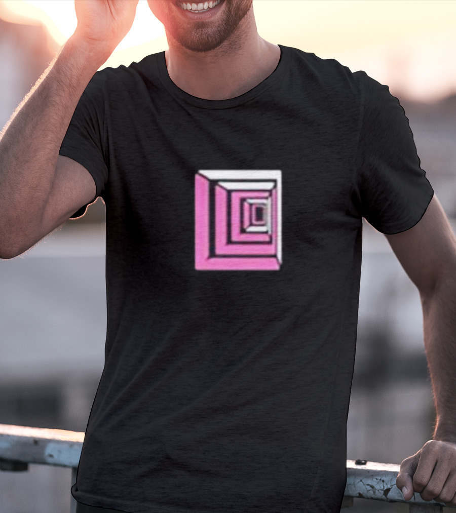 Shoplucid Pink Geometric Square Optical Illusion T-Shirt