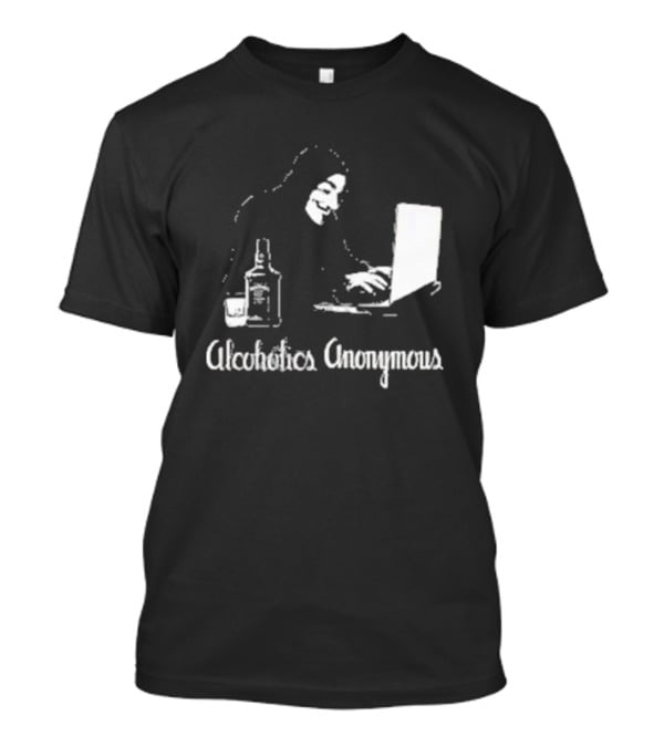 Alcoholics Anonymous Guy Fawkes Mask Hacker With Laptop T-Shirt