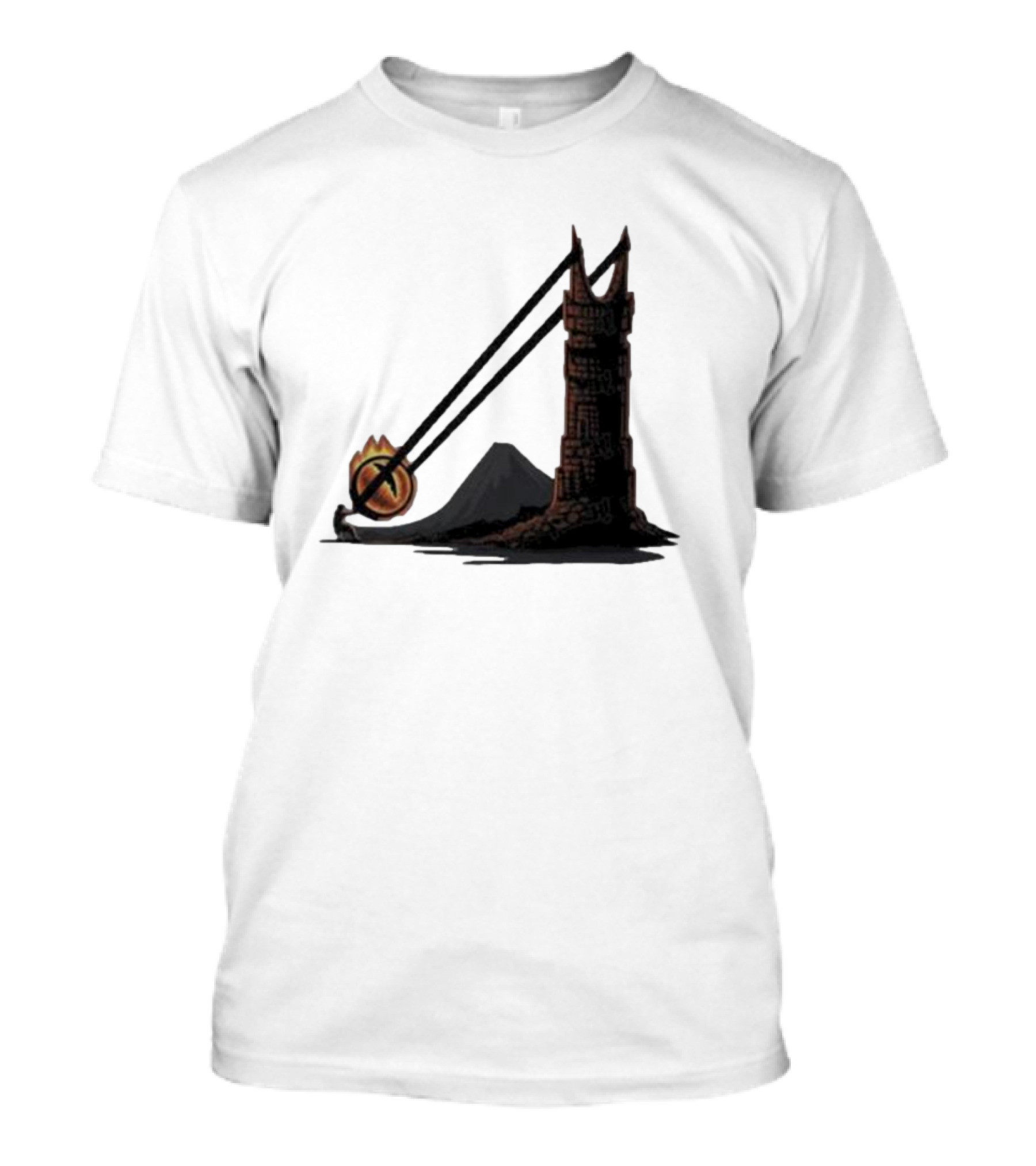 Dark Slingshot Eye Tower With Mountain In Background T-Shirt
