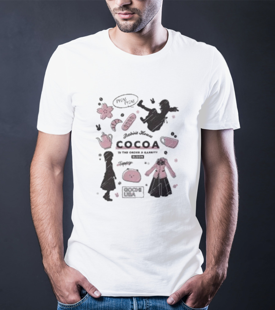 Is The Order A Rabbit Bloom Cocoa Rabbit House Sketch Blossom Tea T-Shirt
