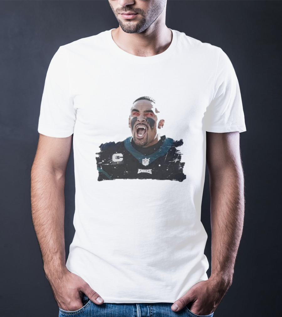 Quality Jalen Hurts Unleashed Fangs Out Eagles Football Action T-Shirt
