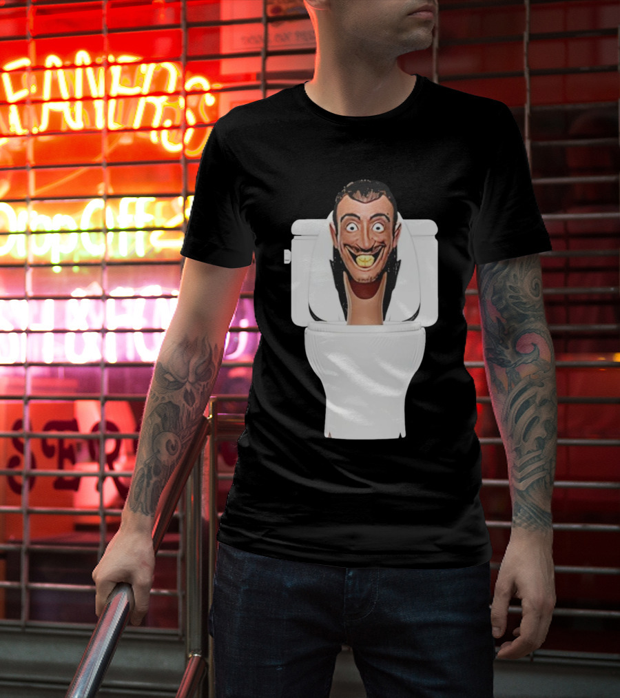 Skibidi Toilet Funny Face Character Head In Commode T-Shirt