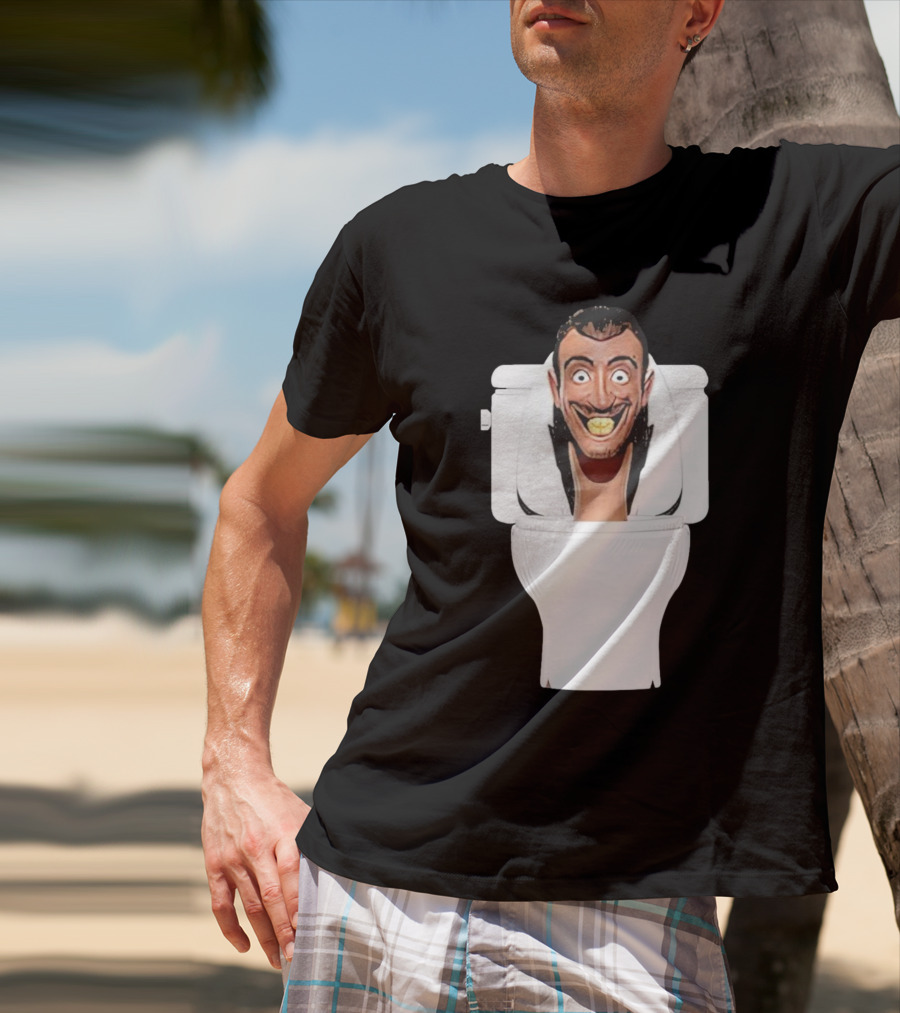 Skibidi Toilet Funny Face Character Head In Commode T-Shirt