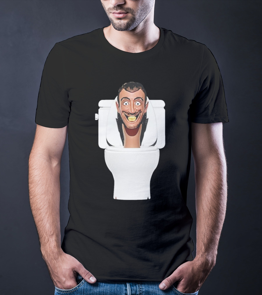 Skibidi Toilet Funny Face Character Head In Commode T-Shirt