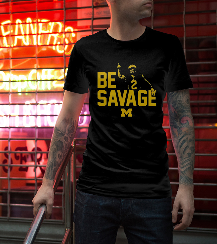 Be Savage Michigan Football Number 2 M T-Shirt
