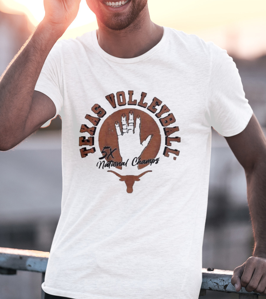 Texas Volleyball 5x National Champs Longhorn Handprint T-Shirt