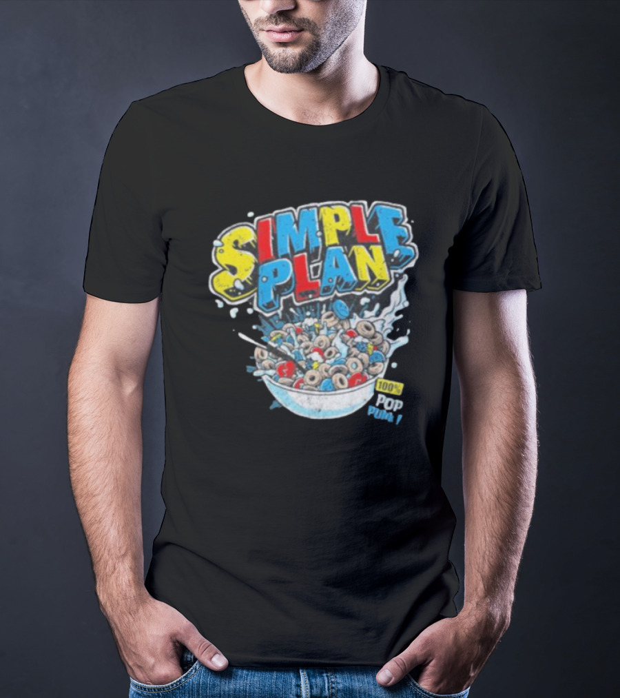 Simple Plan Pop Punk Cereal Bowl Explosion 100% T-Shirt