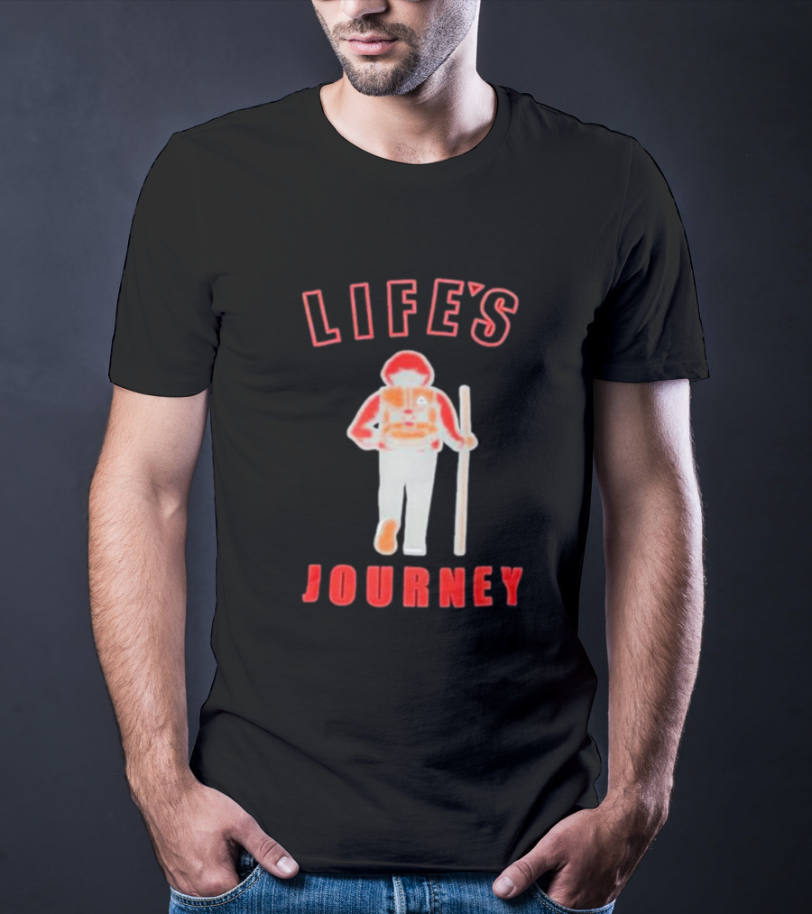 LIFE'S JOURNEY Hiker With Walking Stick T-Shirt
