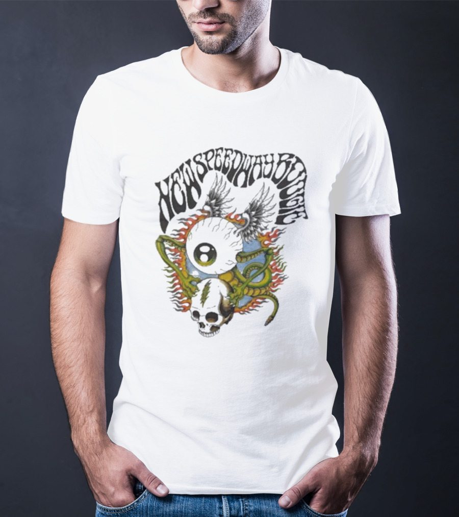 New Speedway Boogie Alan Forbes Grateful Dead Skull Fire Snake T-Shirt