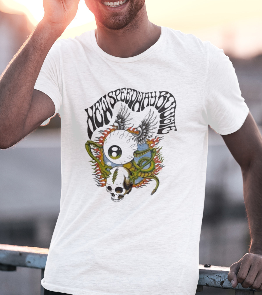 New Speedway Boogie Alan Forbes Grateful Dead Skull Fire Snake T-Shirt