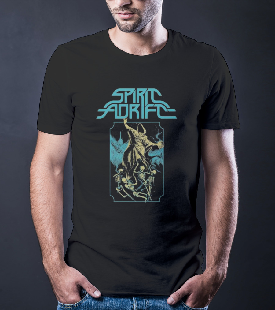 Spirit Adrift Summoner Skeleton Cloaked Figure And Dancing Skeletons T-Shirt