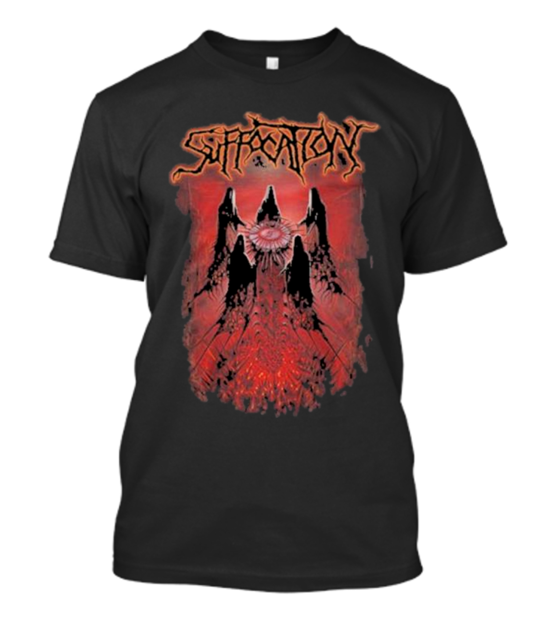 Suffocation Blood Oath Album Art Fiery Red Mountains And Eye T-Shirt