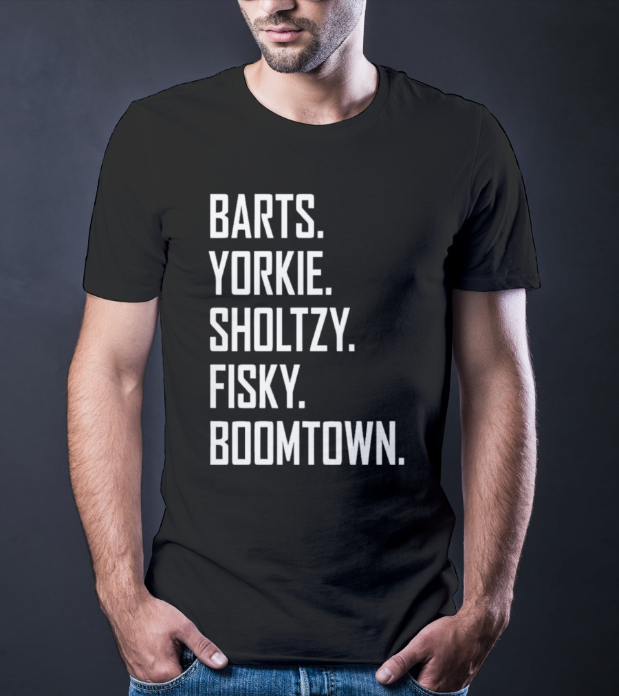 Barts Yorkie Sholtzy Fisky Boomtown Text Sequence T-Shirt