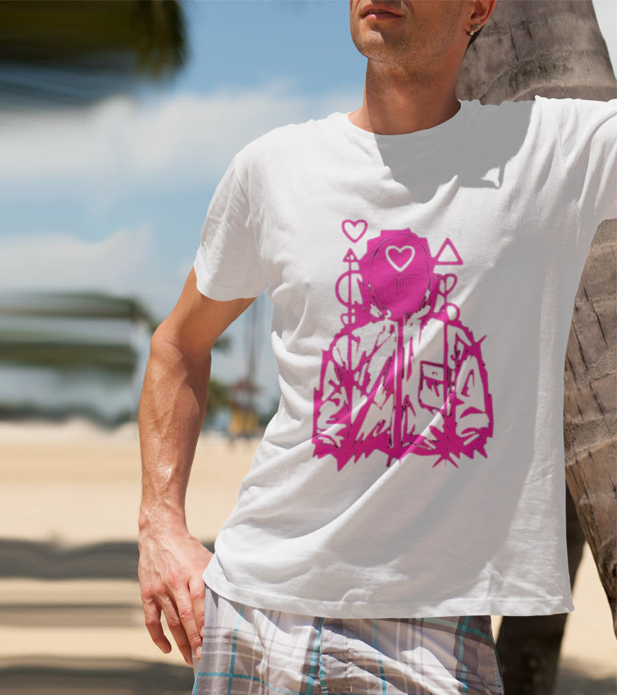 Squid Game Pink Hooded Circle Heart Triangle Symbols T-Shirt
