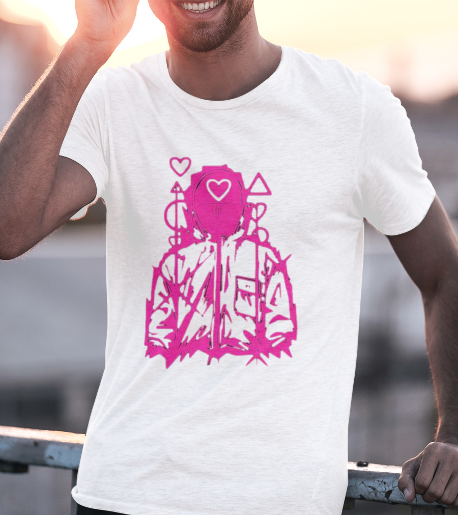 Squid Game Pink Hooded Circle Heart Triangle Symbols T-Shirt