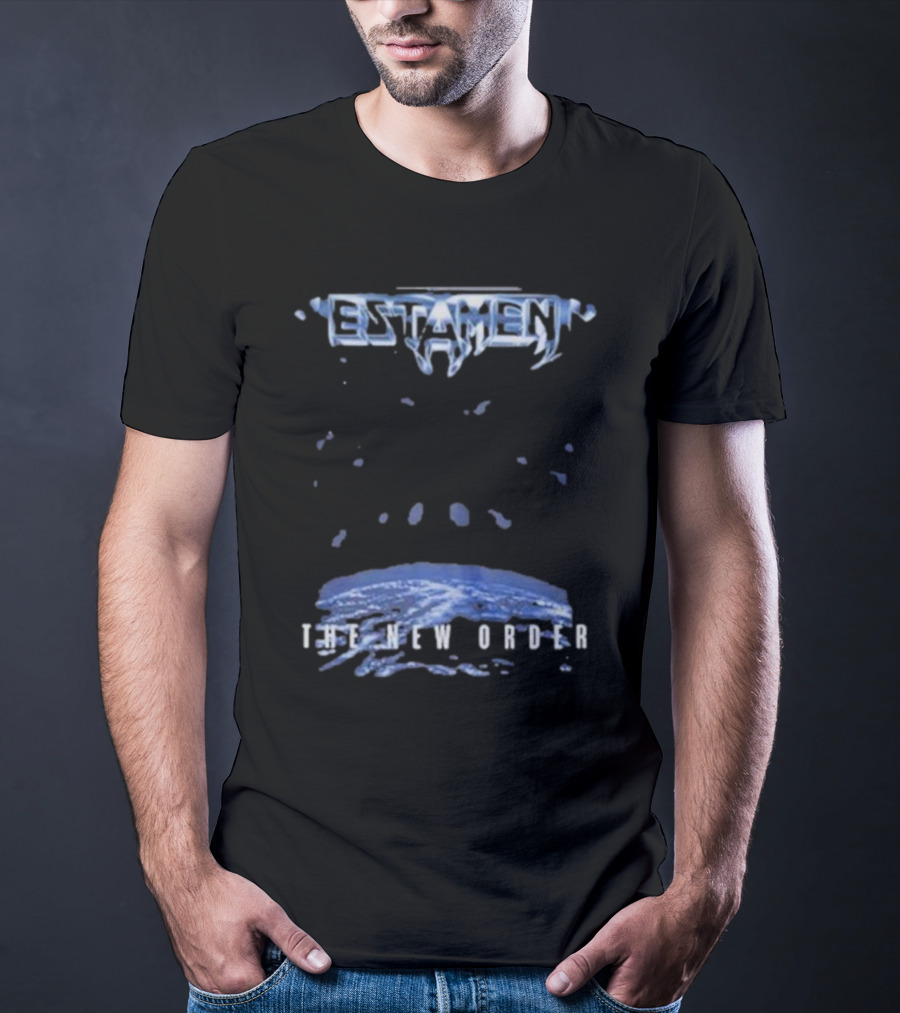Testament The New Order Album Cover Art Blue Earth And Liquid Drops T-Shirt