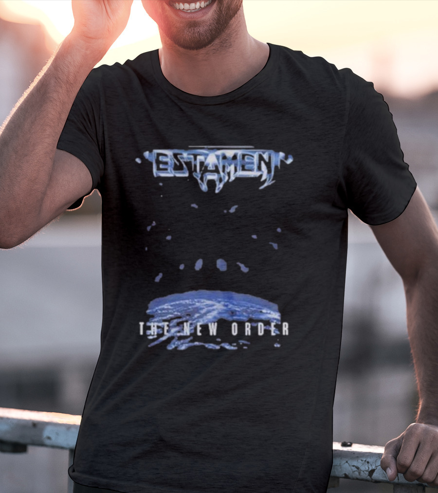 Testament The New Order Album Cover Art Blue Earth And Liquid Drops T-Shirt