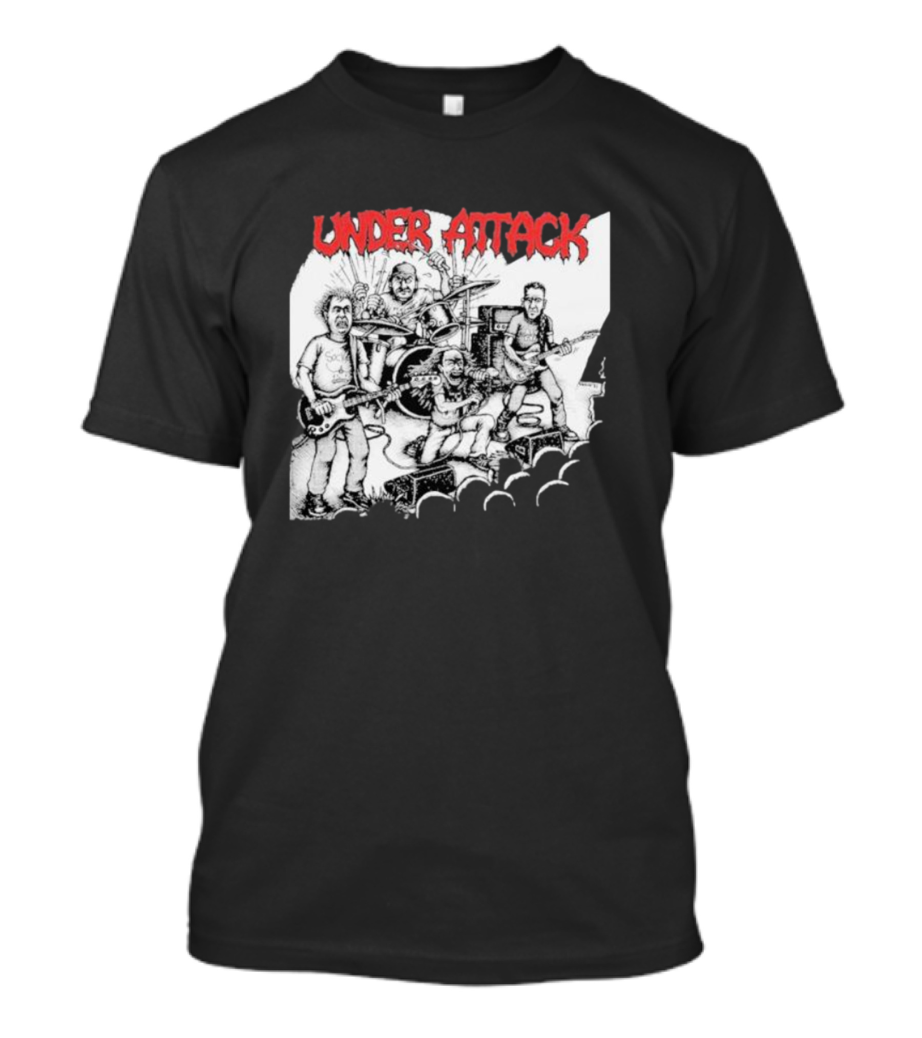 Under Attack Live Cartoon Band Performance Scene T-Shirt