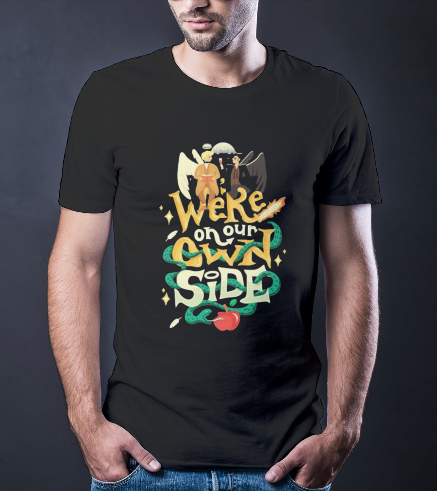 We're On Our Own Side Angel Demon Apple Serpent T-Shirt