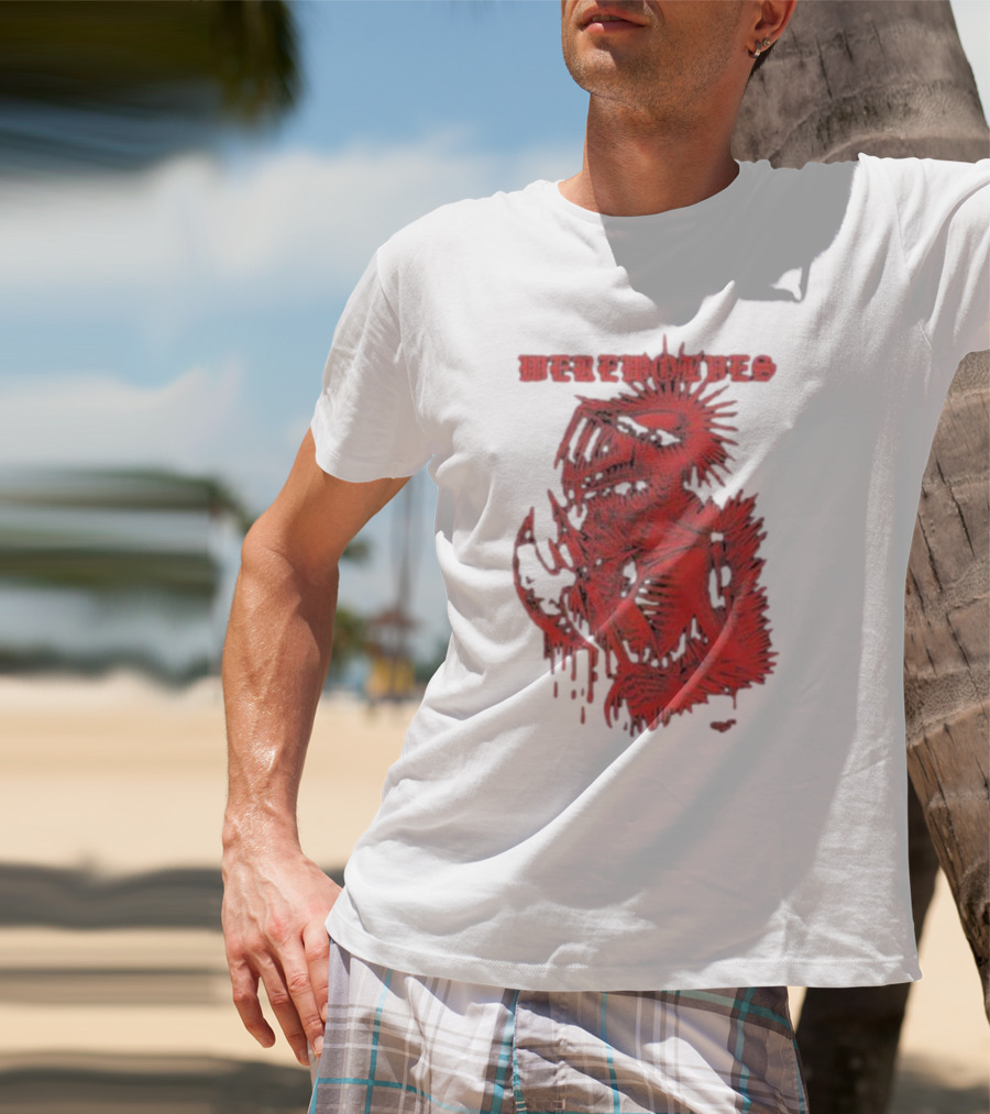 Werewolves Death Metal Red Skeleton Creature T-Shirt