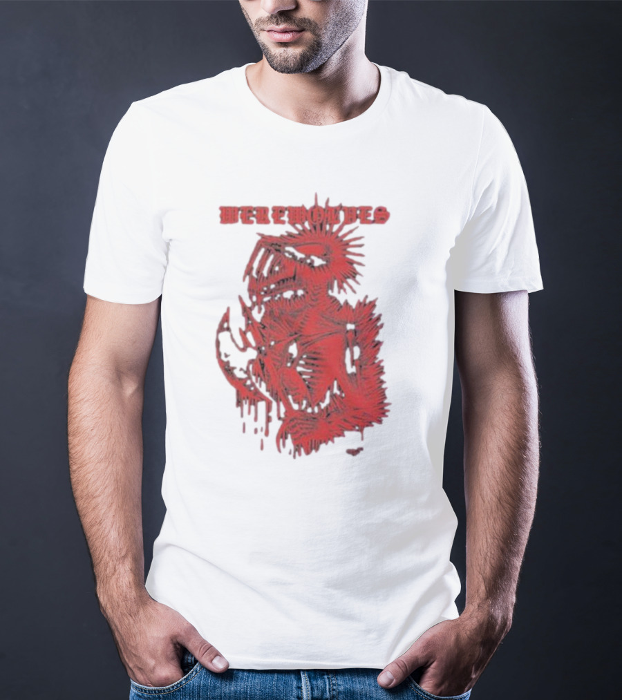 Werewolves Death Metal Red Skeleton Creature T-Shirt
