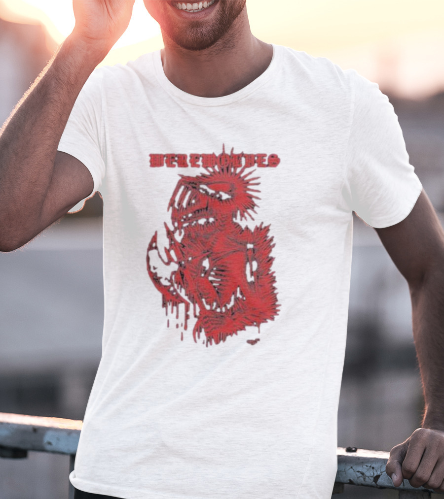 Werewolves Death Metal Red Skeleton Creature T-Shirt