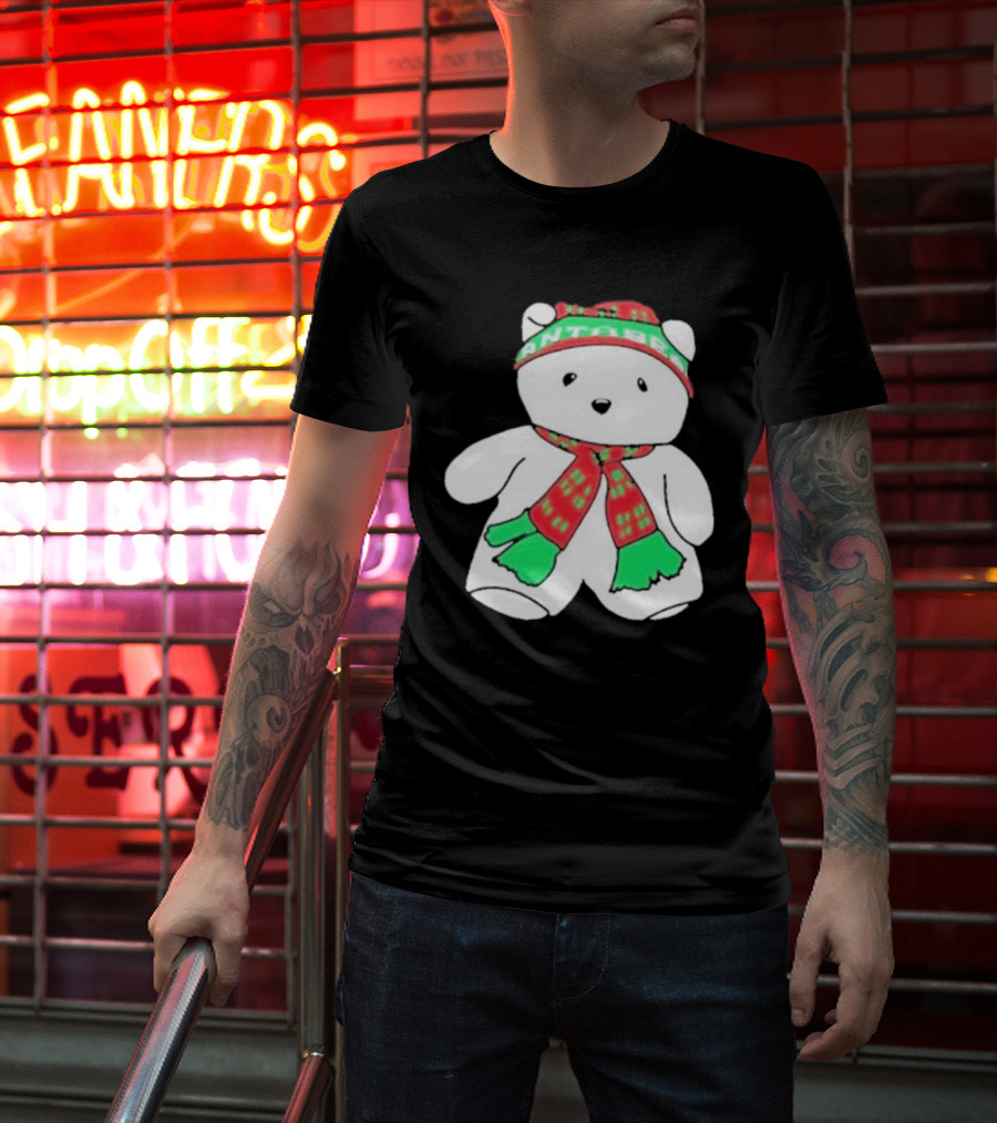 Santa Bear Minnesota Christmas Scarf And Hat Bundle T-Shirt