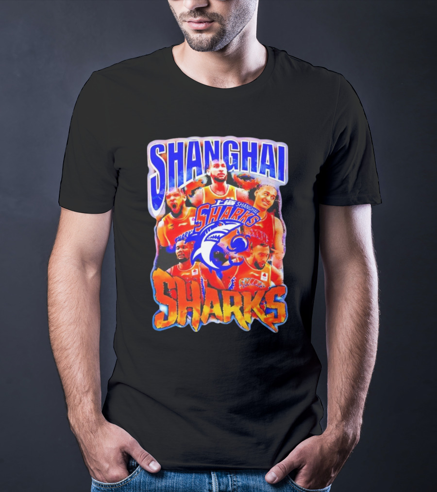 Shanghai Sharks Basketball Team Players Collage T-Shirt