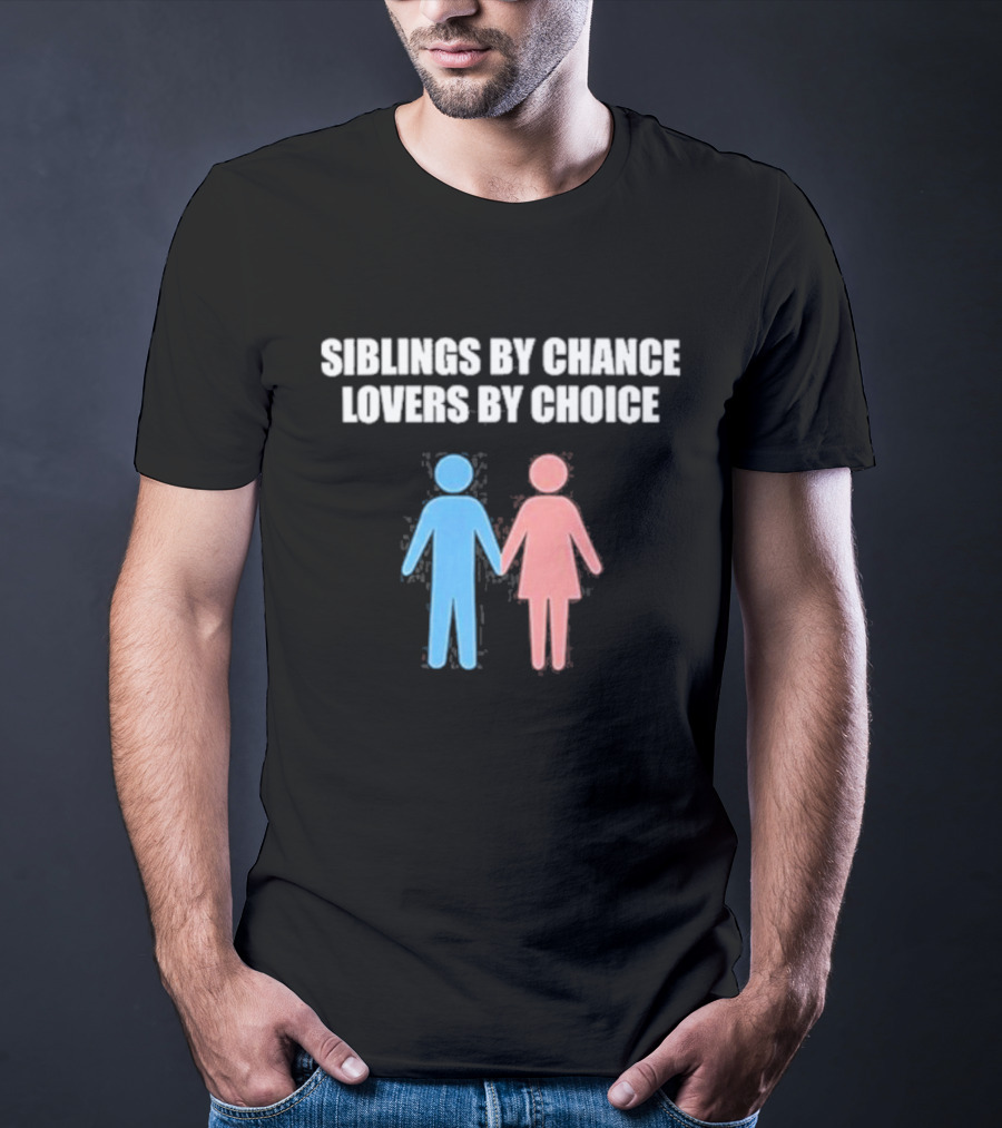 Siblings By Chance Lovers By Choice Blue Pink Stick Figures Friendship Unity T-Shirt