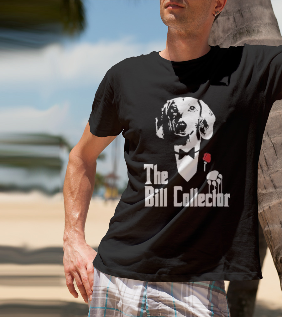 The Bill Collector Dog In Black Tie With Rose And Puppet Strings T-Shirt