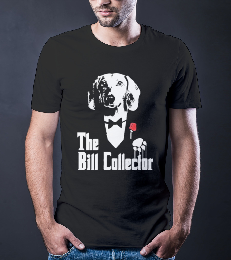 The Bill Collector Dog In Black Tie With Rose And Puppet Strings T-Shirt