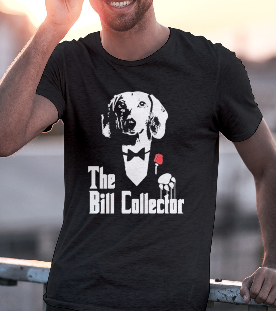 The Bill Collector Dog In Black Tie With Rose And Puppet Strings T-Shirt