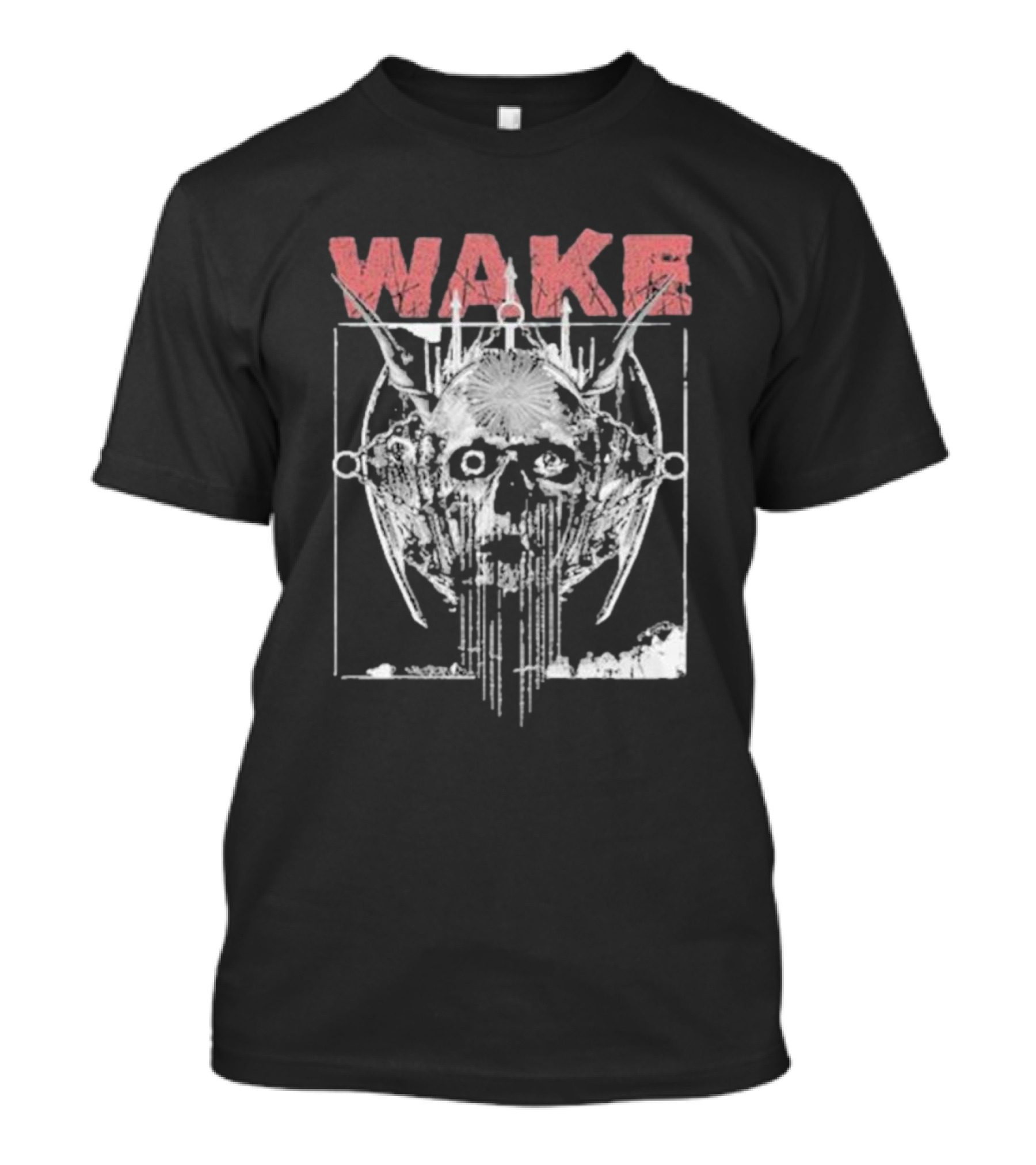 WAKE Skull With Wings And Abstract Elements T-Shirt