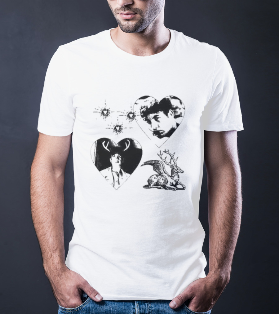 Mustardyardpress Store Oliver Hearts Deer And Faces T-Shirt