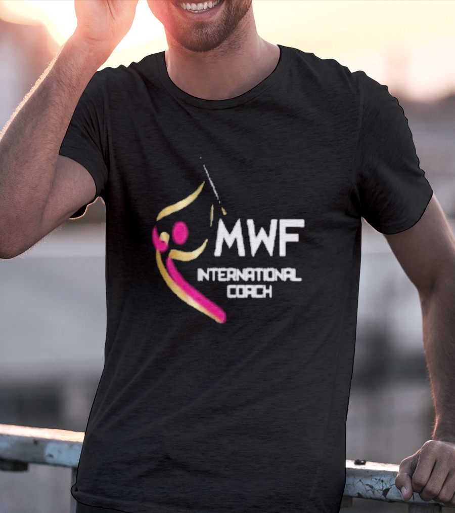 MWF International Coach Logo With Colorful Athletic Figure T-Shirt