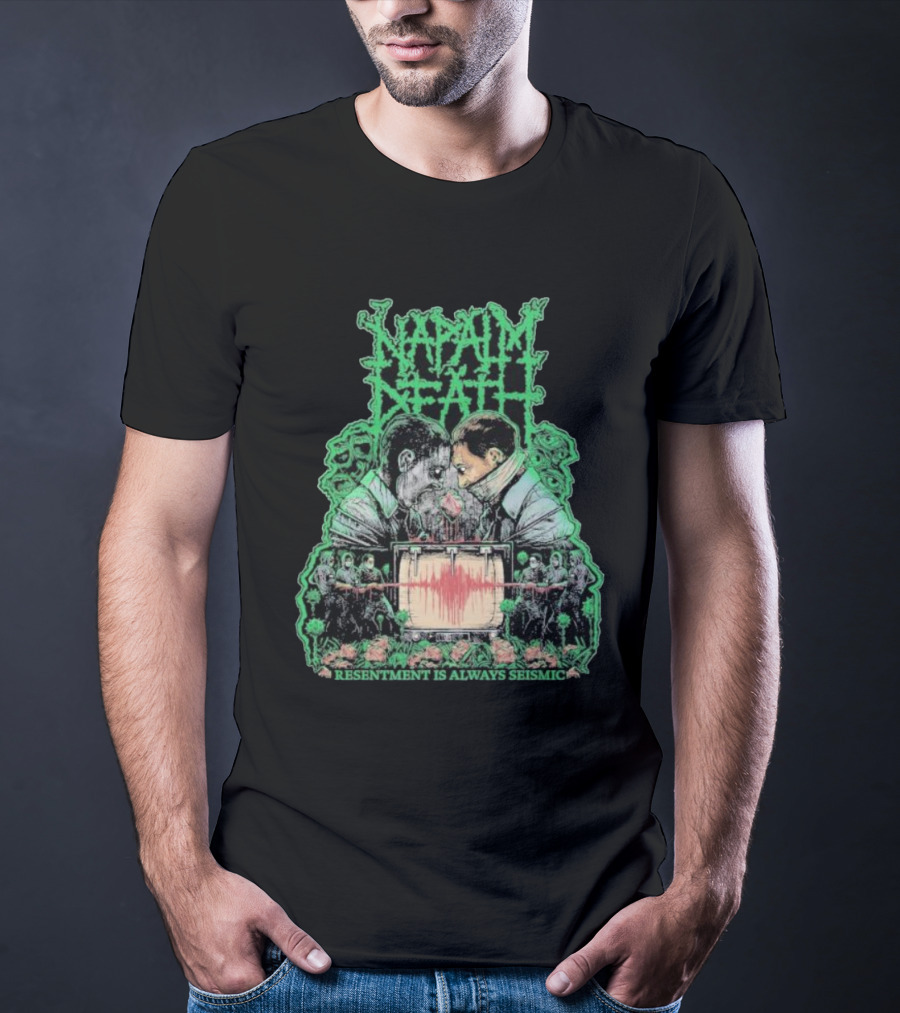 Napalm Death Resentment Is Always Seismic Faces And Seismic Waveforms T-Shirt