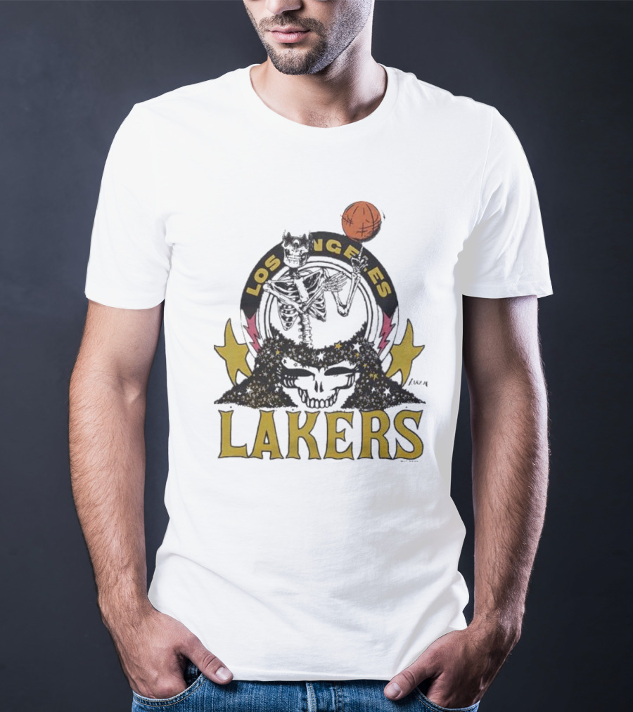 Los Angeles Lakers Grateful Dead Basketball Skull T-Shirt