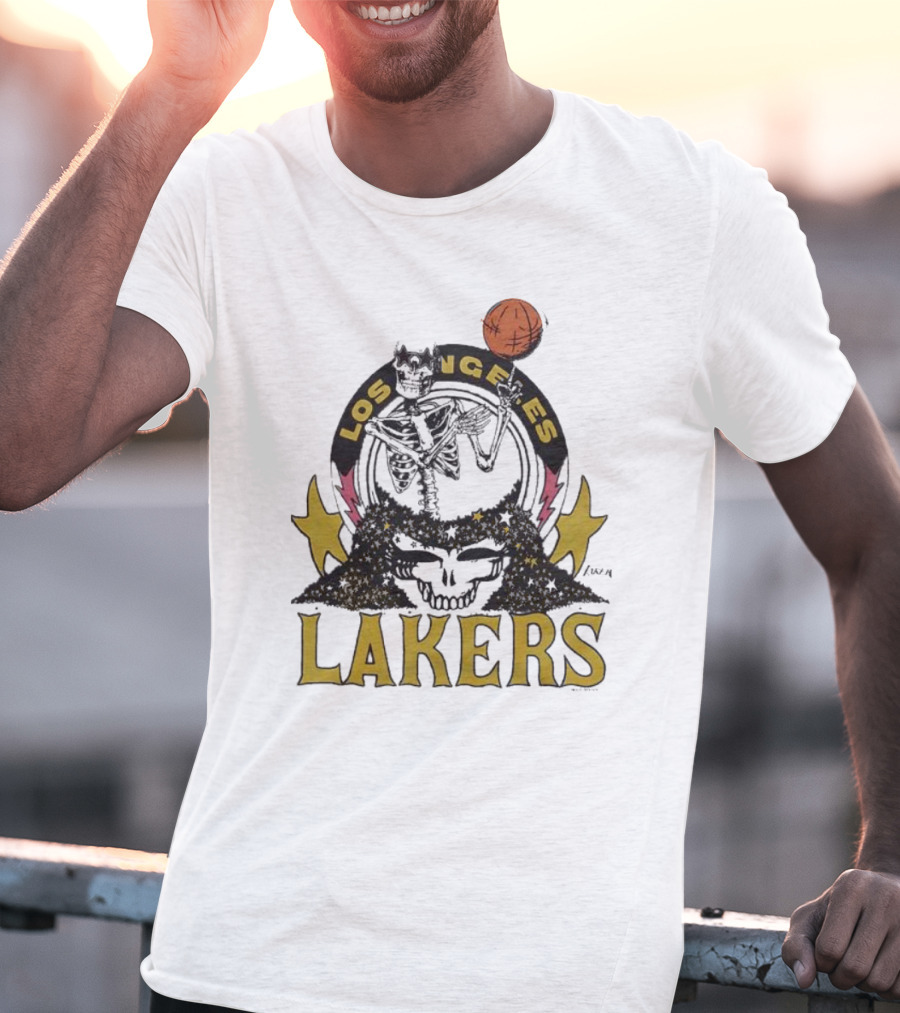 Los Angeles Lakers Grateful Dead Basketball Skull T-Shirt