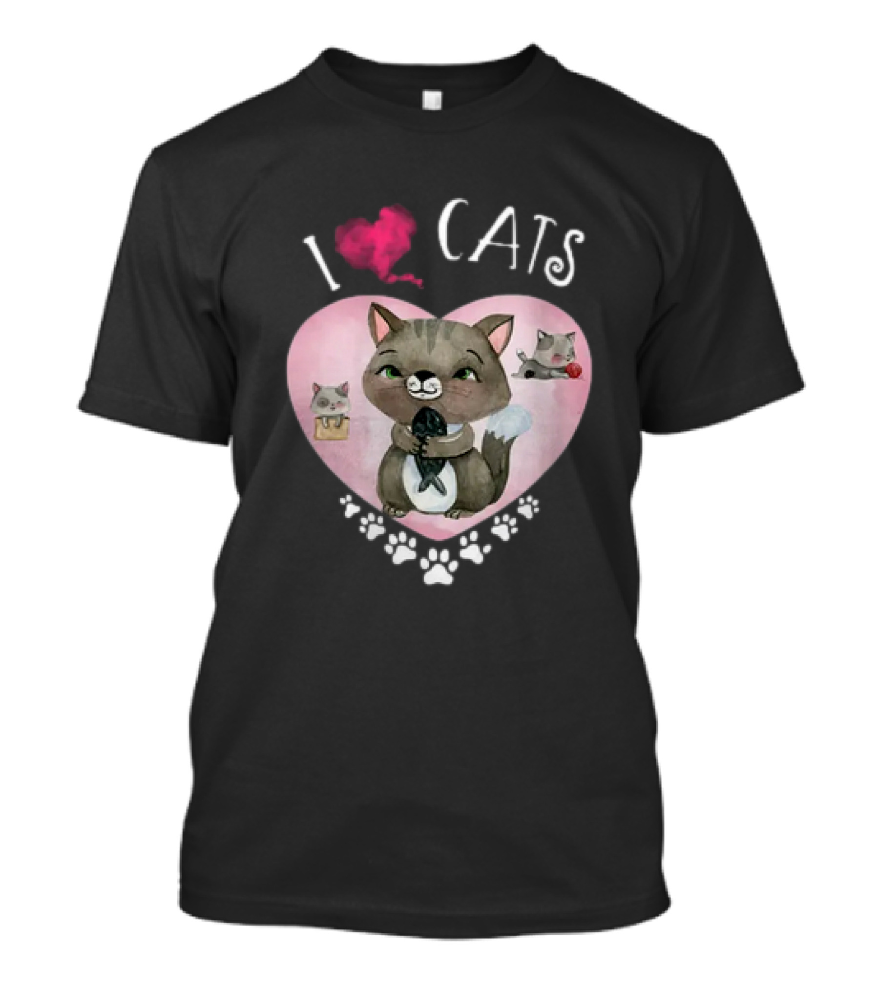 I Love Cats Heart And Paw Prints 365 Womens Cats I Love My Cats T-Shirt