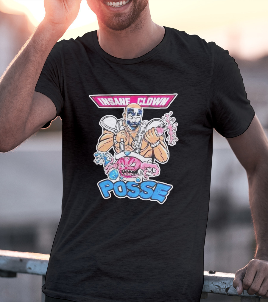 Insane Clown Posse Warrior With Pink Monster And Chainsaw T-Shirt