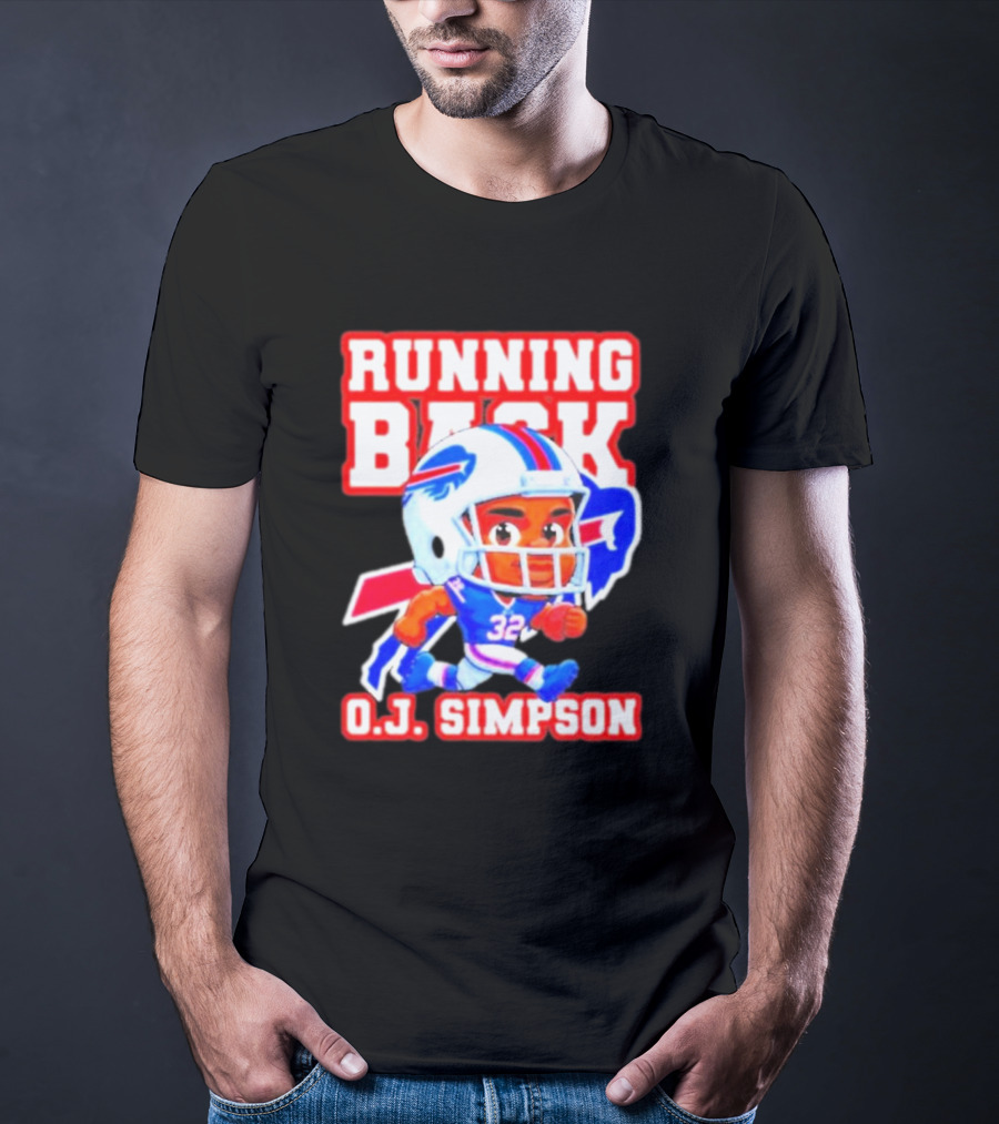 Running Back O.J. Simpson Cartoon Buffalo Bills Football Player T-Shirt