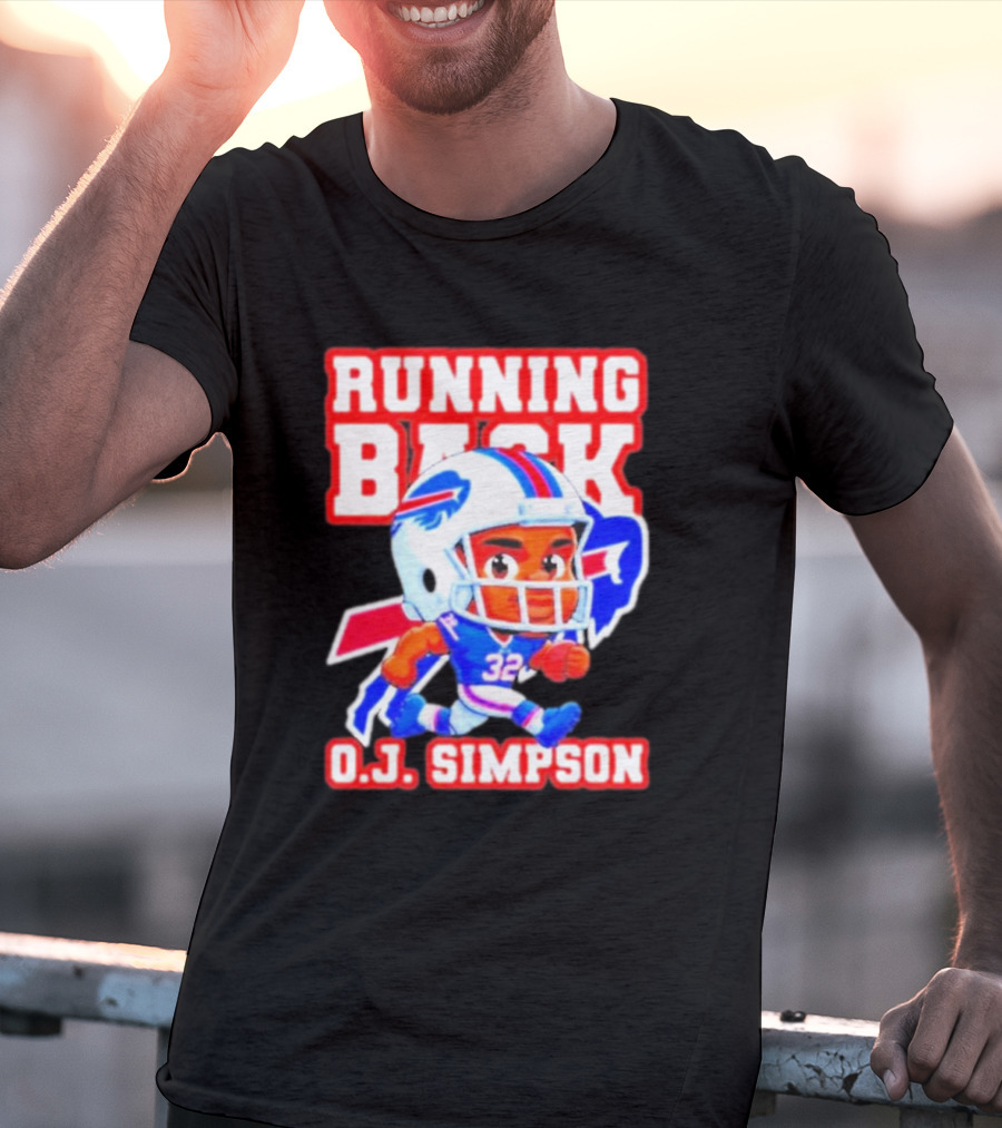 Running Back O.J. Simpson Cartoon Buffalo Bills Football Player T-Shirt