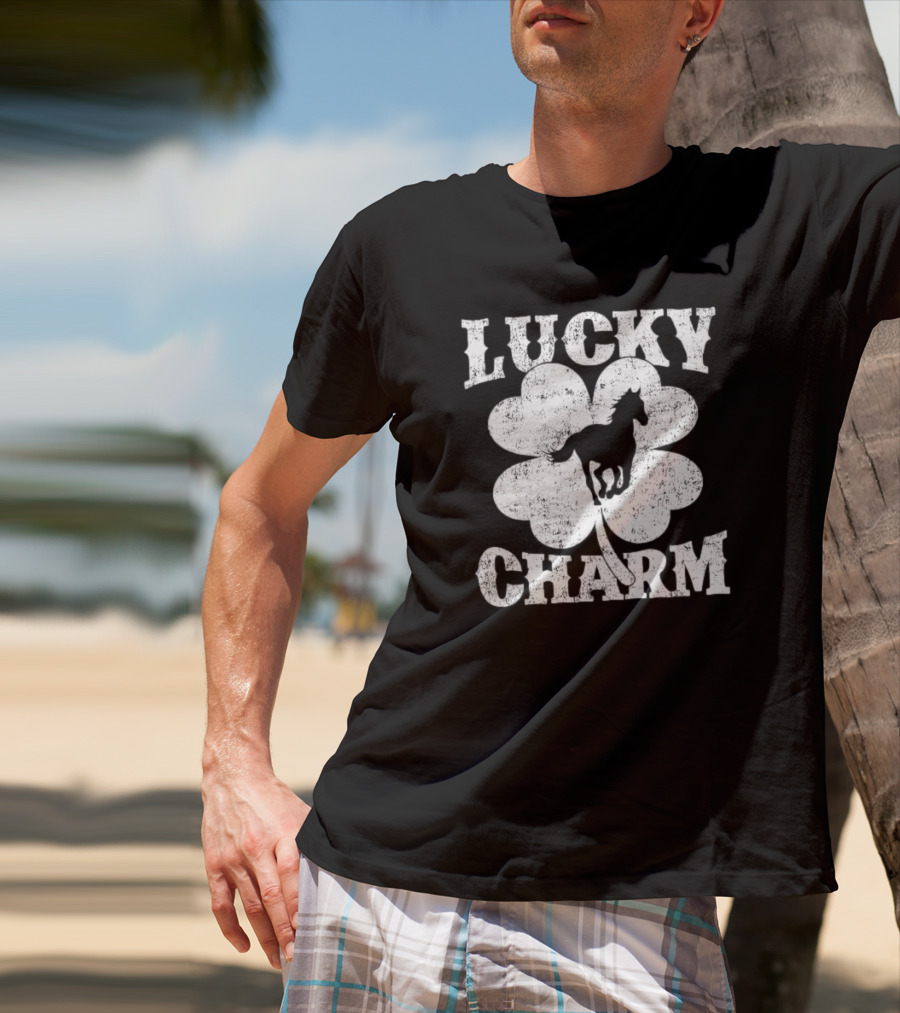 Lucky Charm Horse Lover Shamrock St Patrick's Day T-Shirt