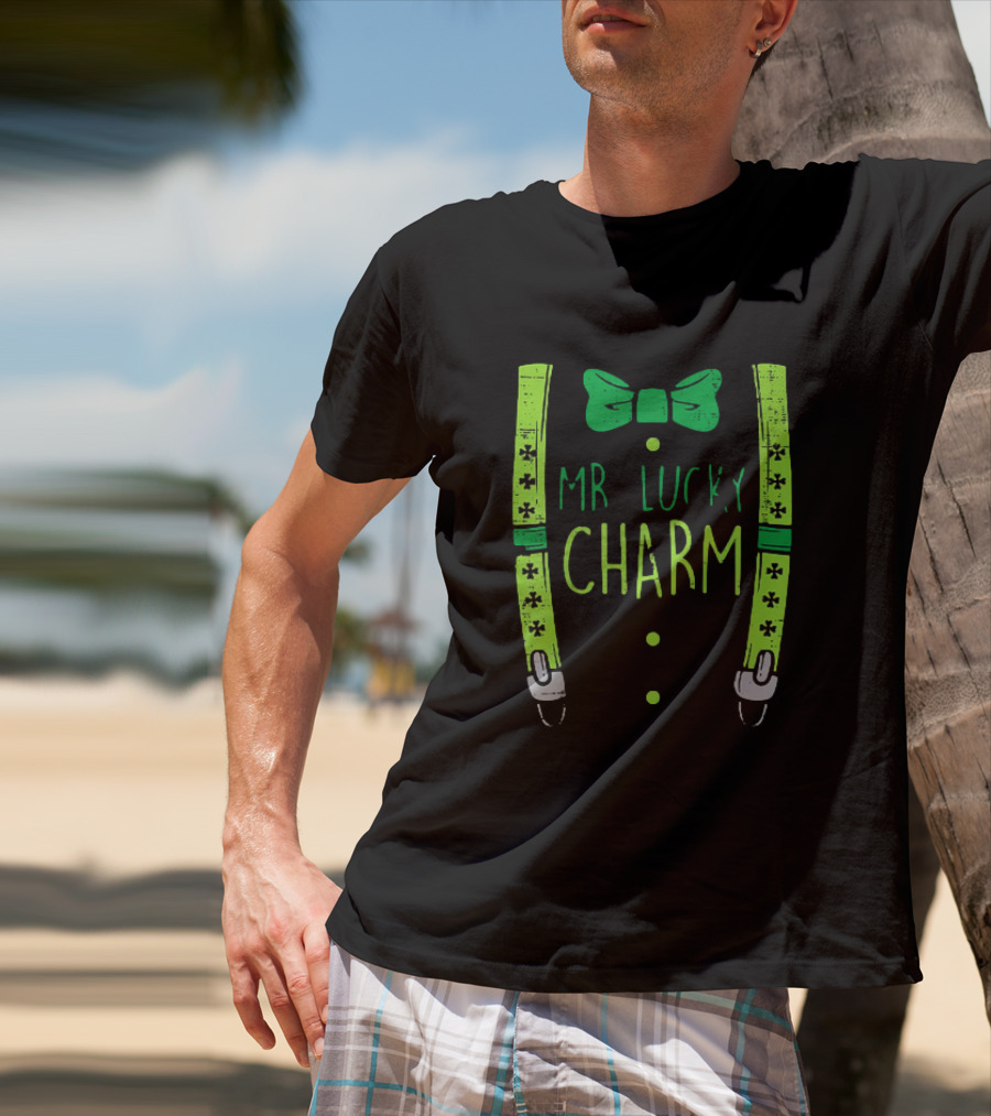 Mr Lucky Charm Suspenders St Patricks Day Boys T-Shirt
